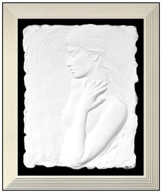 Bill Mack Repose Bonded Sand Relief Sculpture Signed Figurative Woman Artwork