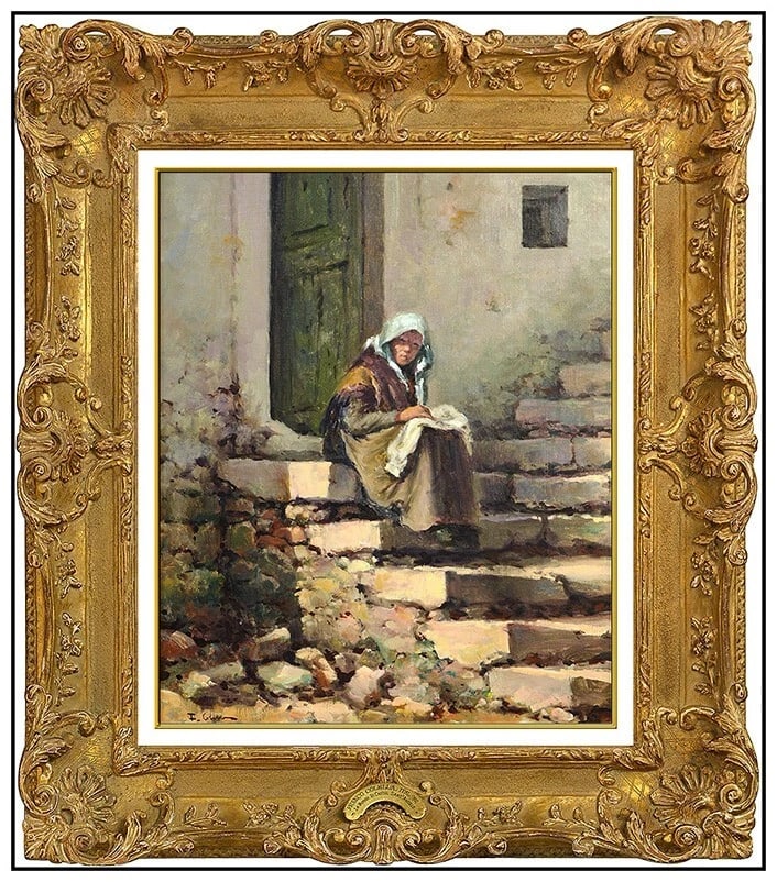 Franco Colella Original Oil Painting On Canvas Signed Female Portrait Framed Art (1 of 5)