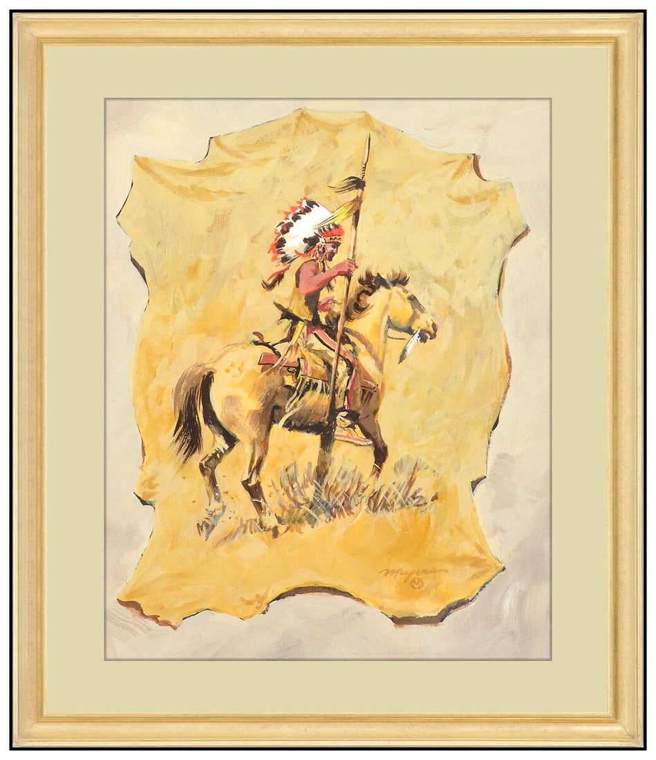 Robert W. Meyers Original Oil Painting On Board Signed Native American Portrait (1 of 8)