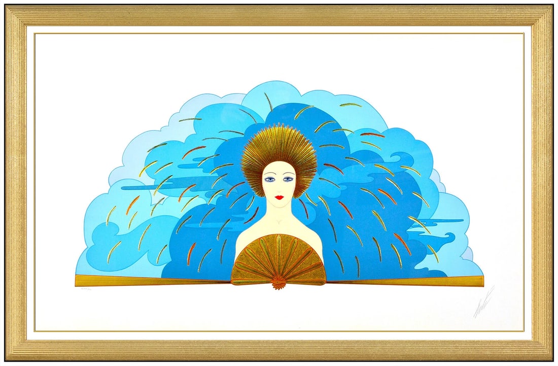 Erte The Storm Large Embossed Color Serigraph Signed Art Deco Costume Design (1 of 6)