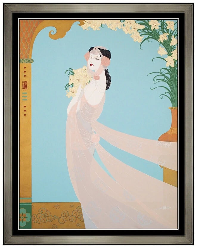 Lillian Shao Large Original Acrylic Painting On Canvas Signed Female Framed Art (1 of 5)