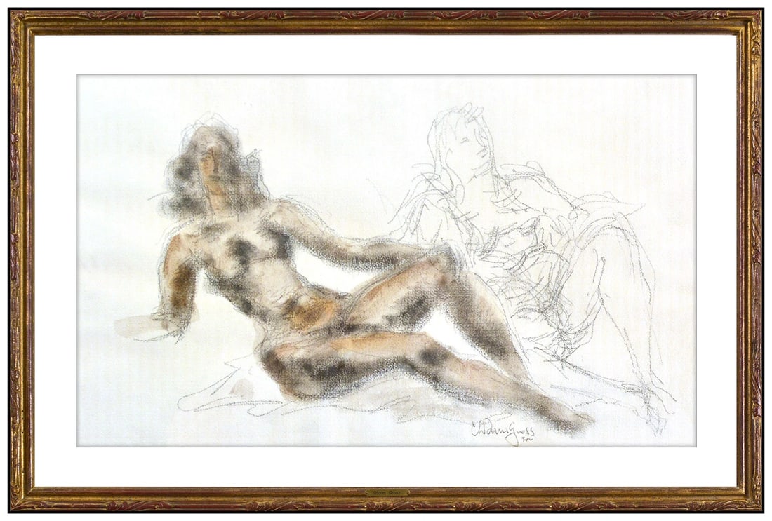 Chaim Gross Original Watercolor Painting Signed Female Figurative Framed Artwork: This lot includes:Gallery COA. In-house shipping available (insurance and international shipping for an additional charge).Artist: Chaim GrossTitle: Study of a Woman Medium: Watercolor PaintingSize: 1