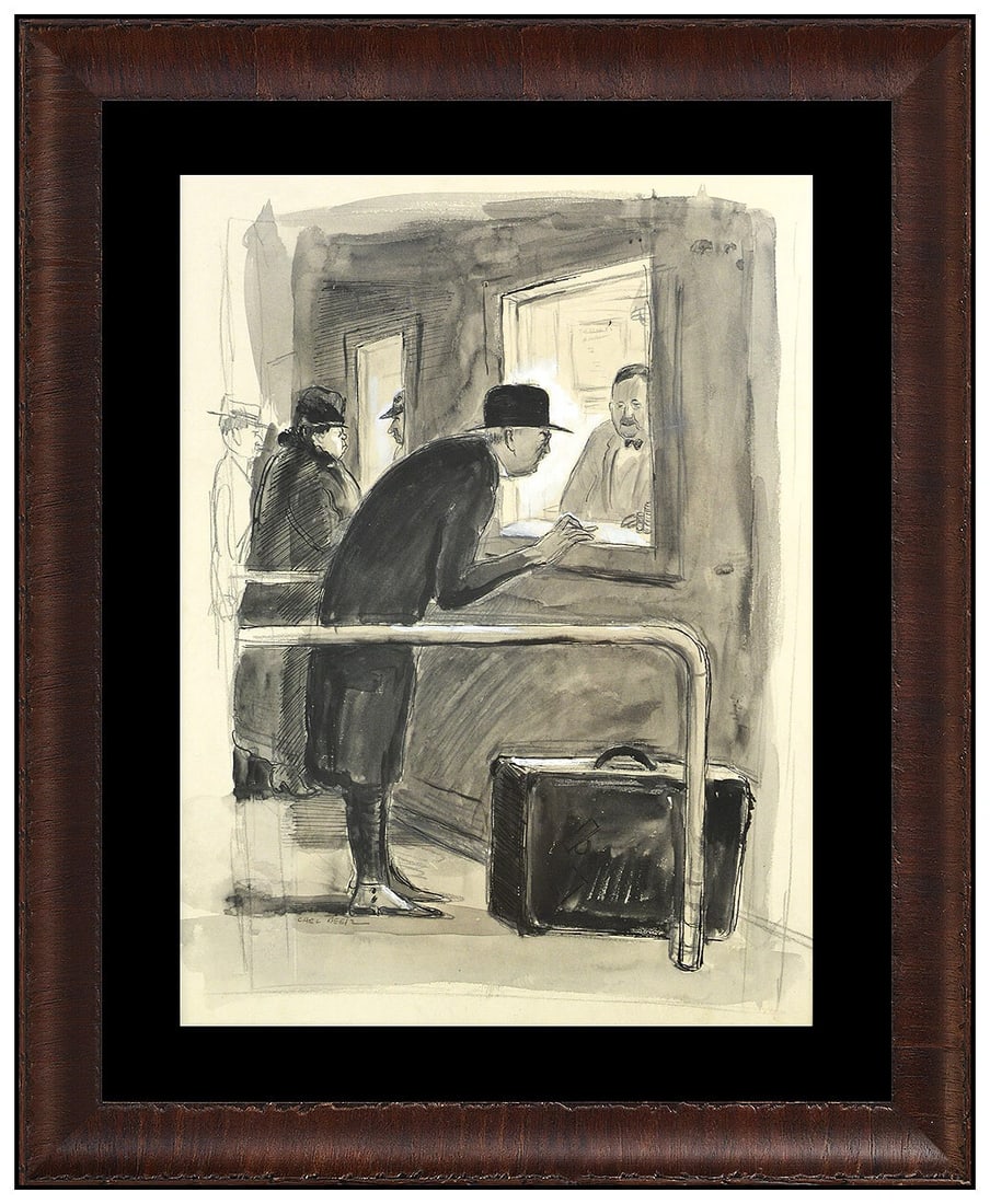 Carl Beetz Original Watercolor And Oil Painting Signed Framed Illustration Art (1 of 5)