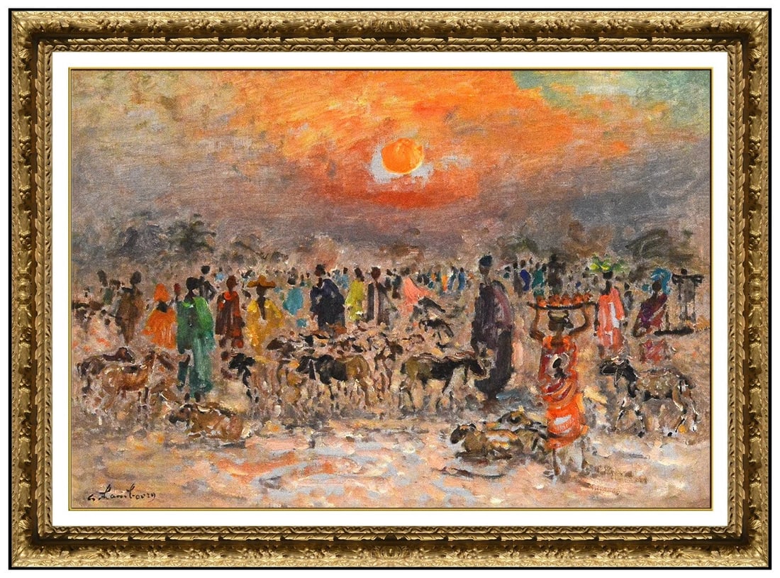 Andre Hambourg Original Oil Painting On Canvas Signed Beach Landscape Framed Art (1 of 9)