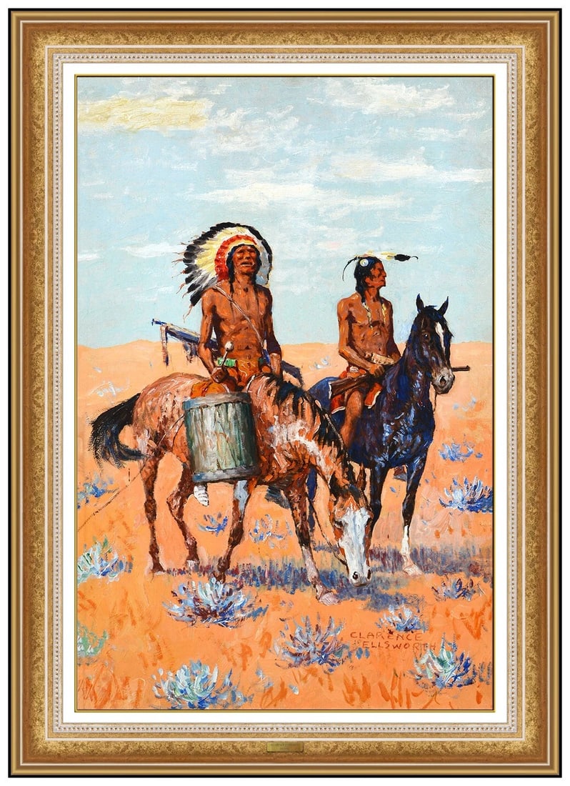 Clarence Ellsworth Original Oil Painting On Board Signed Figures Framed Artwork (1 of 6)