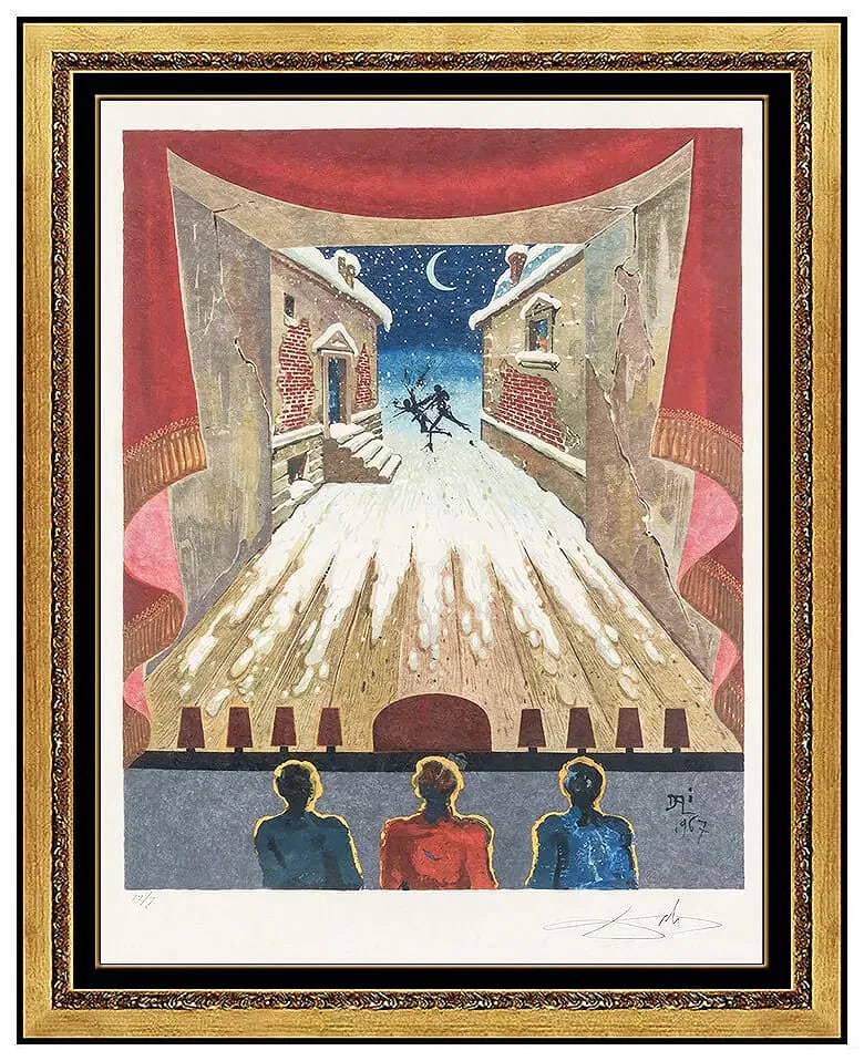 Salvador Dali Original Color Lithograph The Crime Hand Signed Surreal Art: This lot includes:Gallery COA. In-house shipping available (insurance and international shipping for an additional charge).Artist: Salvador Dali Title: The CrimeMedium: LithographSize: 25.5" x 19.75"