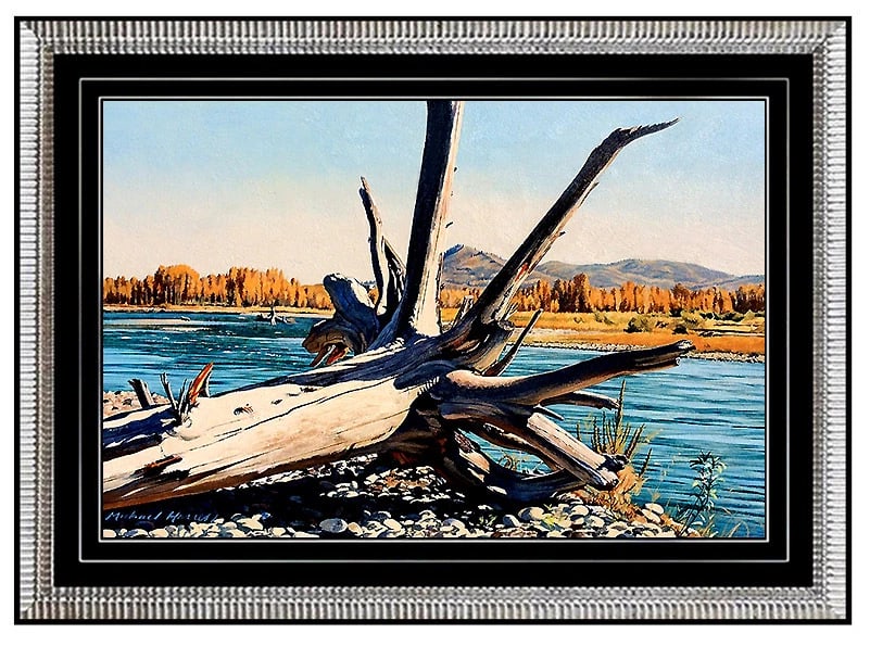 Michael J Harrell Original Oil Painting On Canvas Signed Fishing Landscape Art (1 of 6)