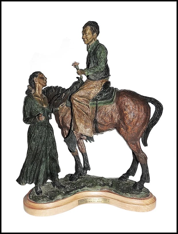Truman Bolinger Original Bronze Sculpture Signed Western Courtship Country Art (1 of 5)