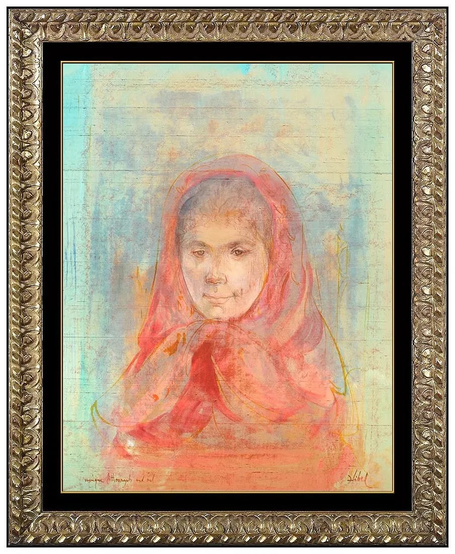 Edna Hibel Unique Original Oil Painting On Board Signed Portrait Framed Artwork (1 of 6)