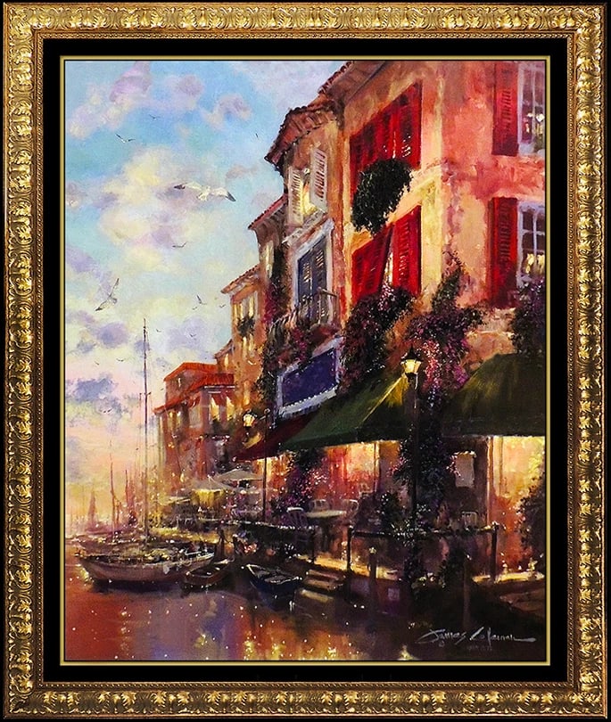 James Coleman Large Hand Embellished Giclee On Canvas Twilight Sea Signed Art (1 of 5)