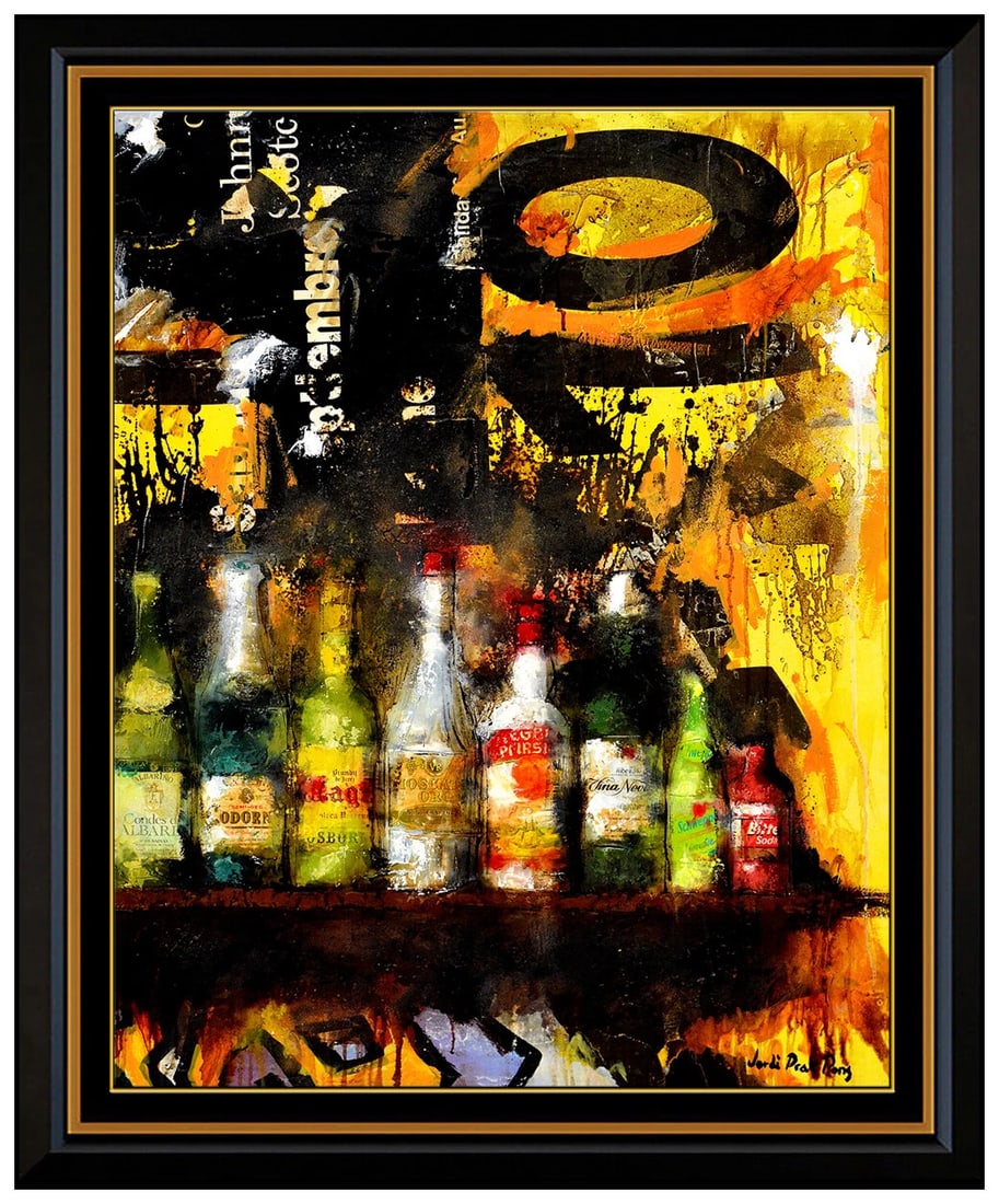 Jordi Prat Pons Large Original Oil Painting On Canvas Signed Still Life Collage: This lot includes:Gallery COA. In-house shipping available (insurance and international shipping for an additional charge).Artist: Jordi Prat Pons Title: 10Medium: Oil Painting and Collage on CanvasSi