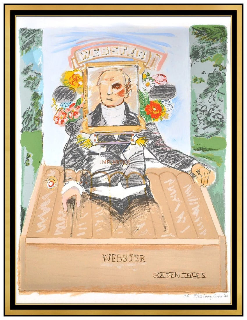 Larry Rivers Original Hand Colored Lithograph Signed Golden Tales Framed Artwork (1 of 5)