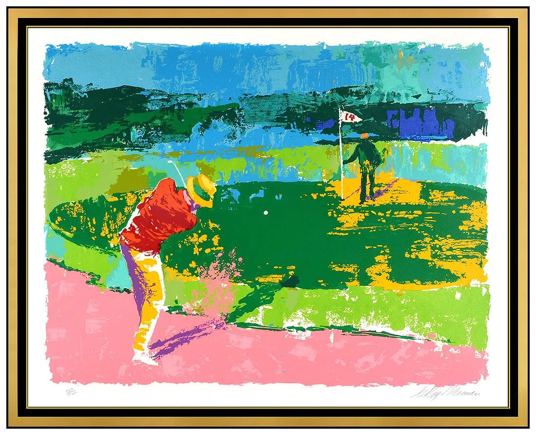 Leroy Neiman Chipping On Large Color Serigraph Hand Signed Sports Framed Artwork (1 of 5)