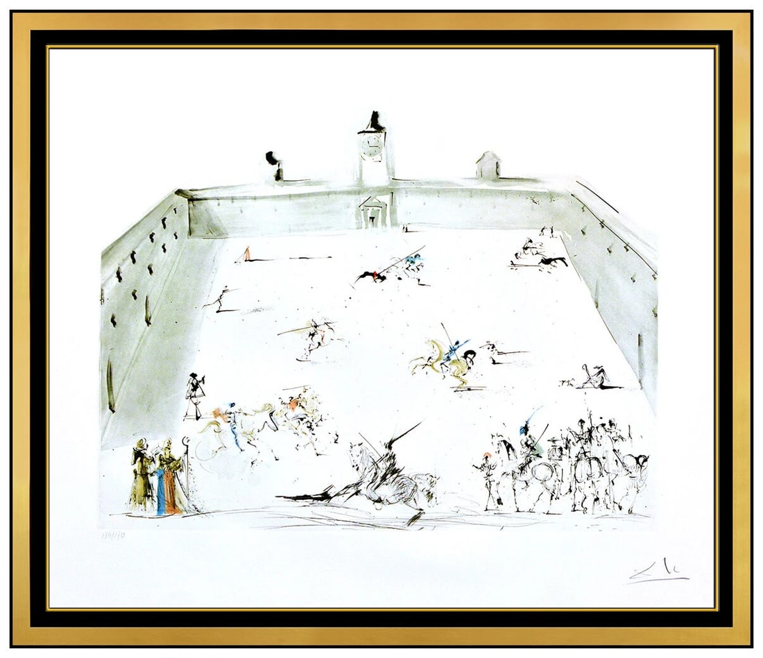 Salvador Dali Tienta Color Etching Hand Signed Medieval Knights Surreal Art (1 of 5)