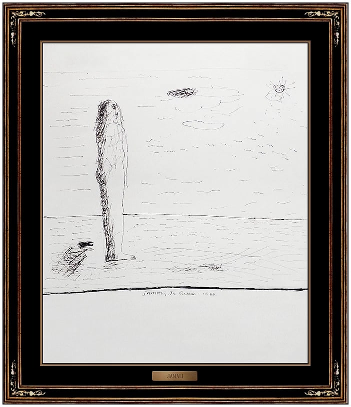 Jamali Original Ink Drawing Hand Signed Authentic Self Portrait Artwork (1 of 7)