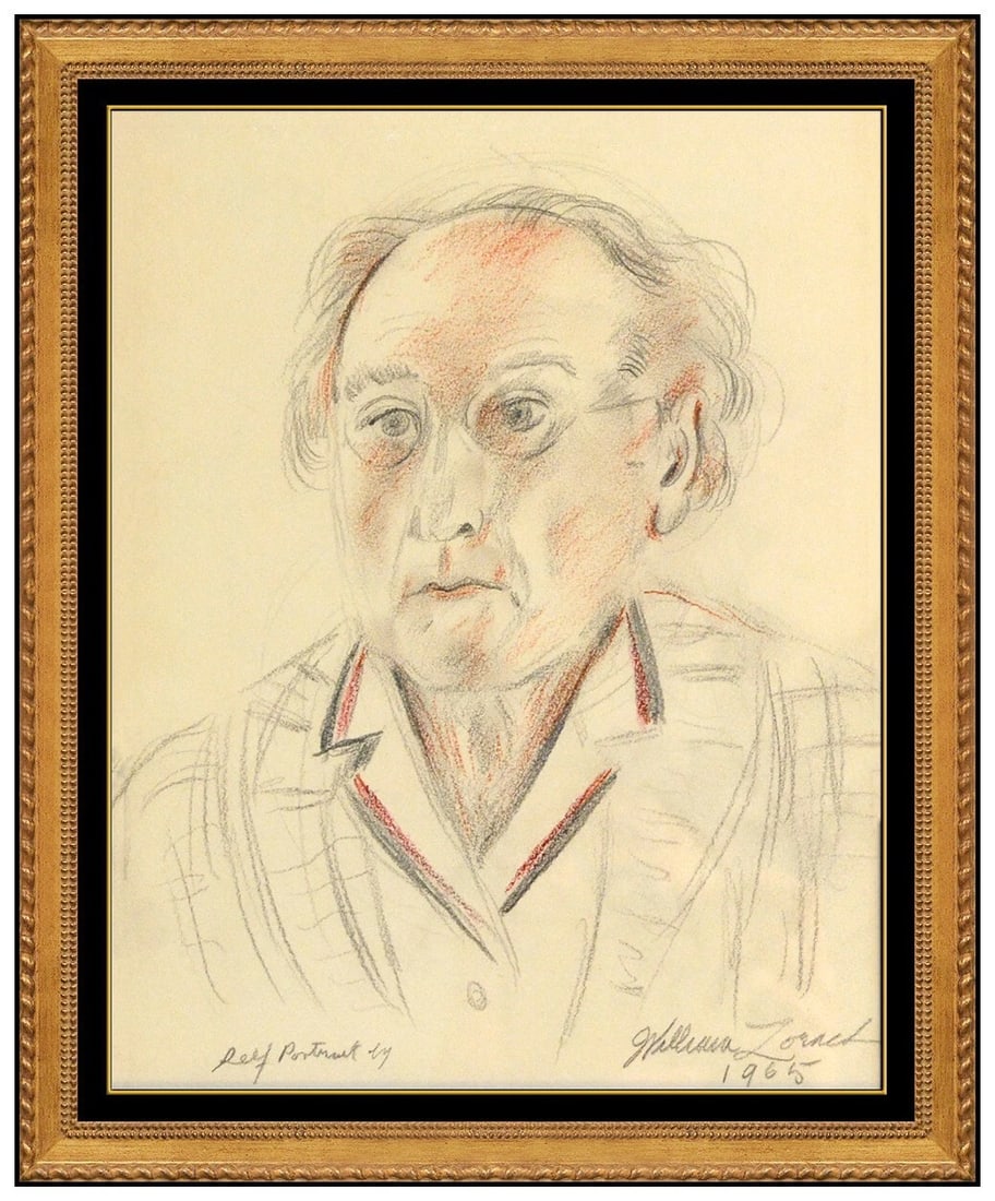 William Zorach Rare Original Pastel Painting Signed Self Portrait Framed Artwork (1 of 5)