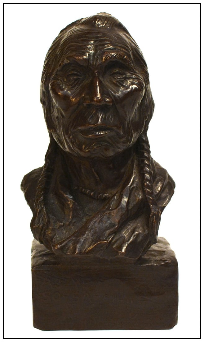 Charles Beil Medicine Boss Ribs Bronze Sculpture Native American Bust Signed Art (1 of 5)