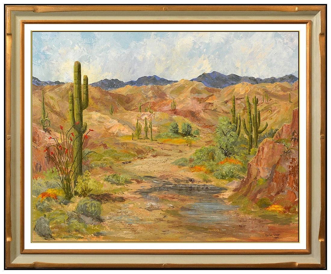 Harlan Lizer Original Oil Painting On Board Signed Western Landscape Framed Art (1 of 6)