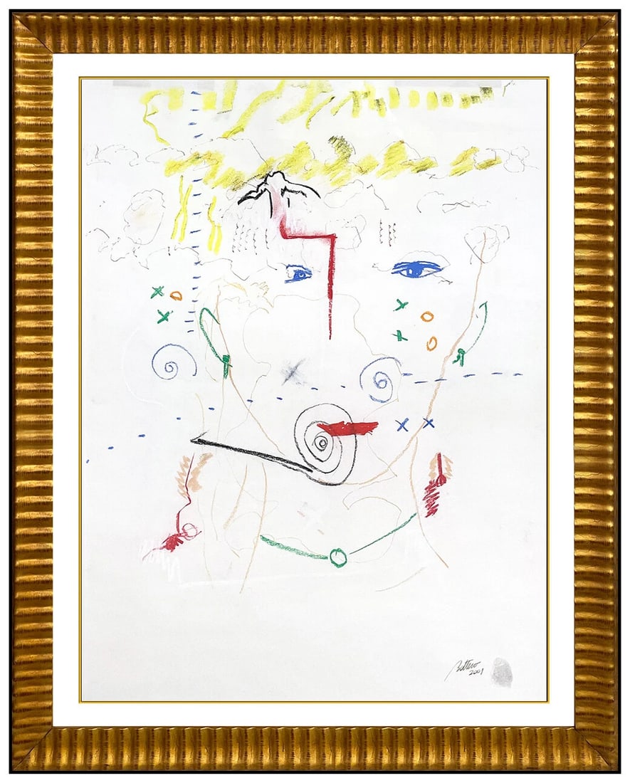 Daniel Bottero Original Mixed Media Portrait Painting Signed Framed Artwork (1 of 4)