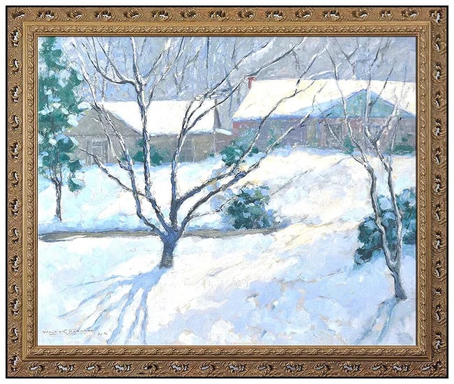 Walter Farndon Original Oil Painting On Board Signed Winter Landscape Large Art (1 of 5)