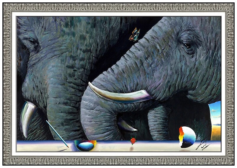 Ferjo Large Original Oil Painting On Canvas Signed Elephant Surreal Wildlife Art (1 of 6)