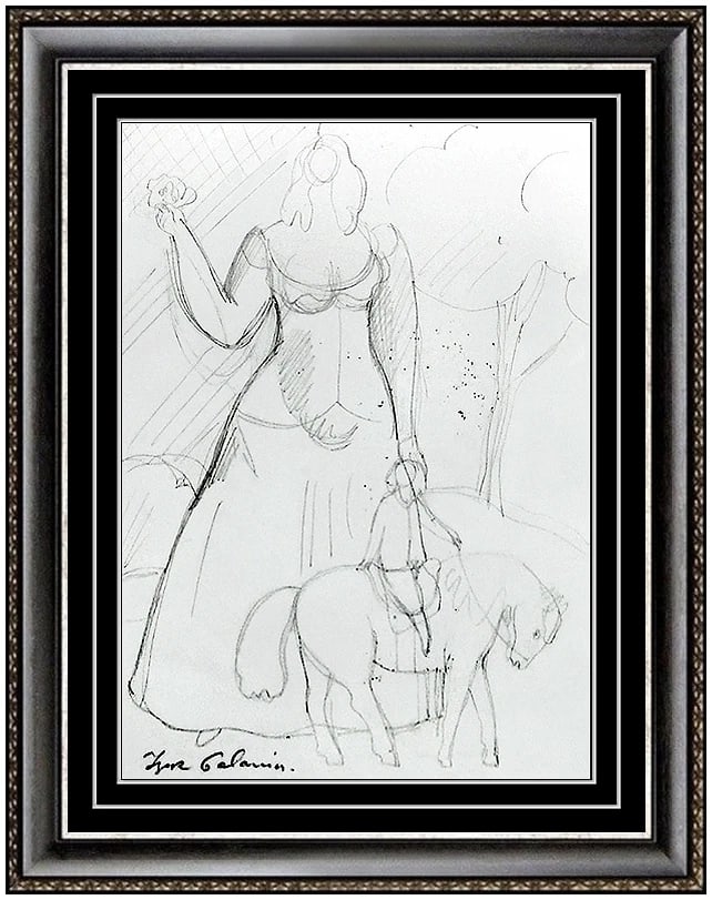 Igor Galanin Original Drawing Signed Female Portrait Horse Landscape Artwork: This lot includes:Gallery COA. In-house shipping available (insurance and international shipping for an additional charge).Artist: Igor Galanin Title: Angelic MotherMedium: Graphite Drawing on paperSi