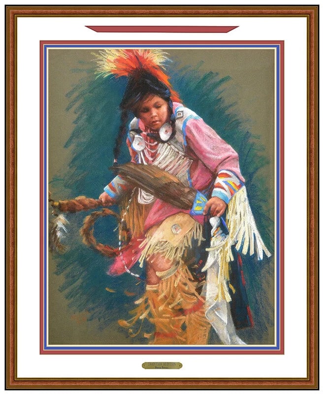 Bonnie Conrad Original Pastel Painting Signed Native American Child Portrait Art (1 of 5)