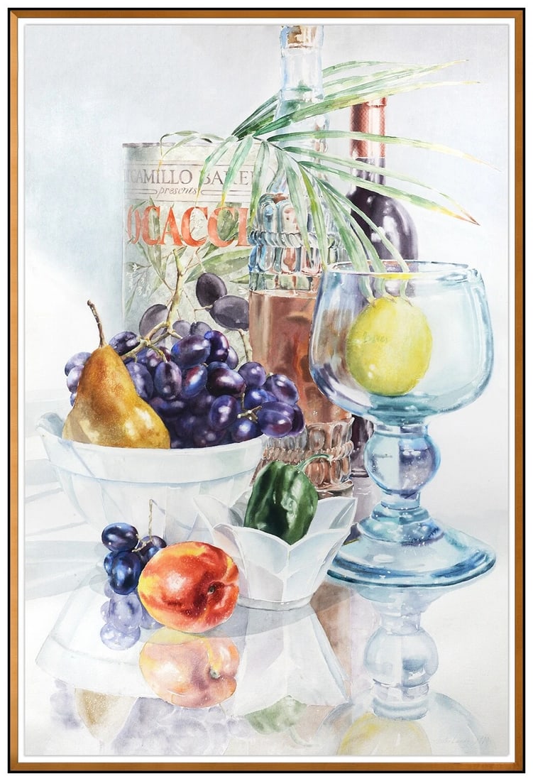 Anstis Lundy Large Original Watercolor Painting Signed Still Life Framed Art (1 of 5)