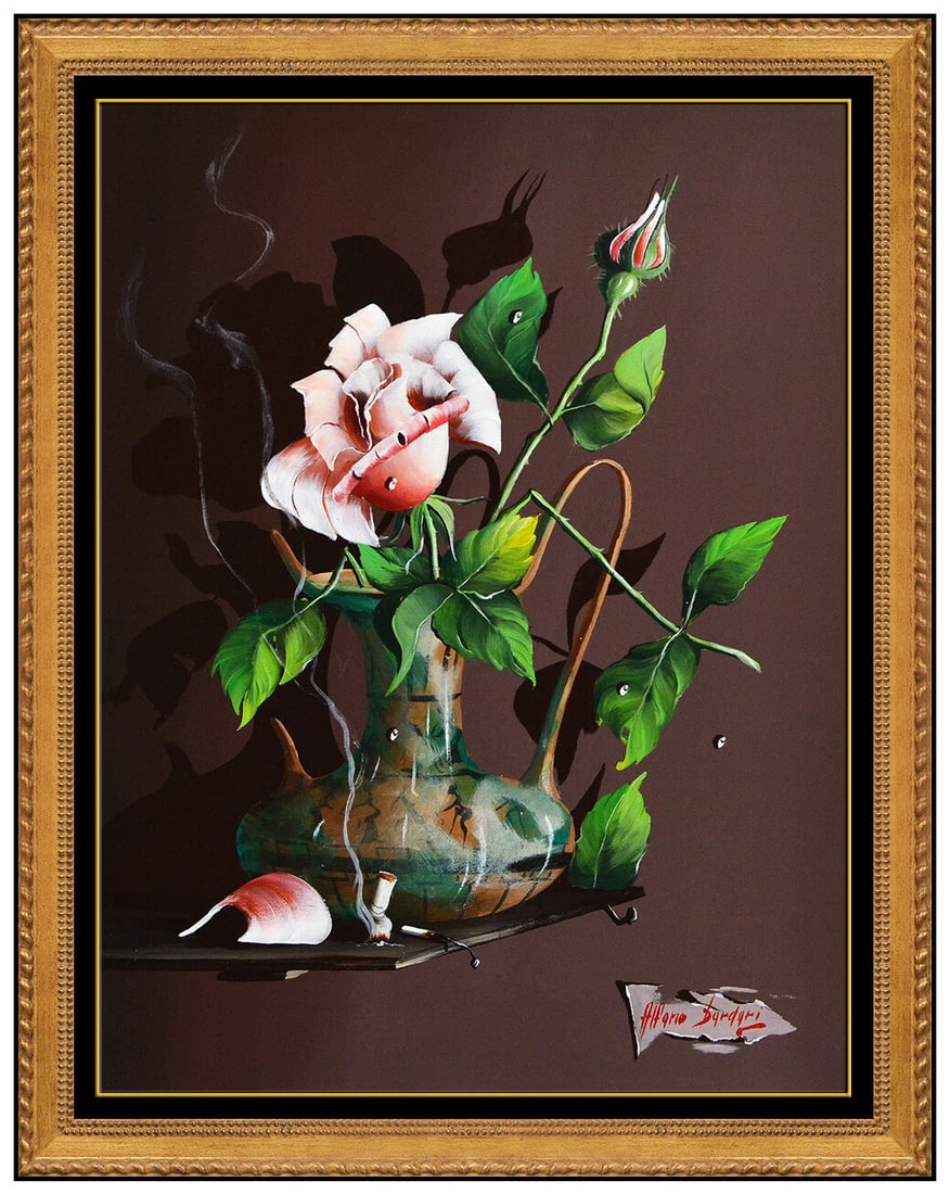 Alfano Dardari Original Surreal Oil Painting On Canvas Signed Still Life Framed Art (1 of 5)