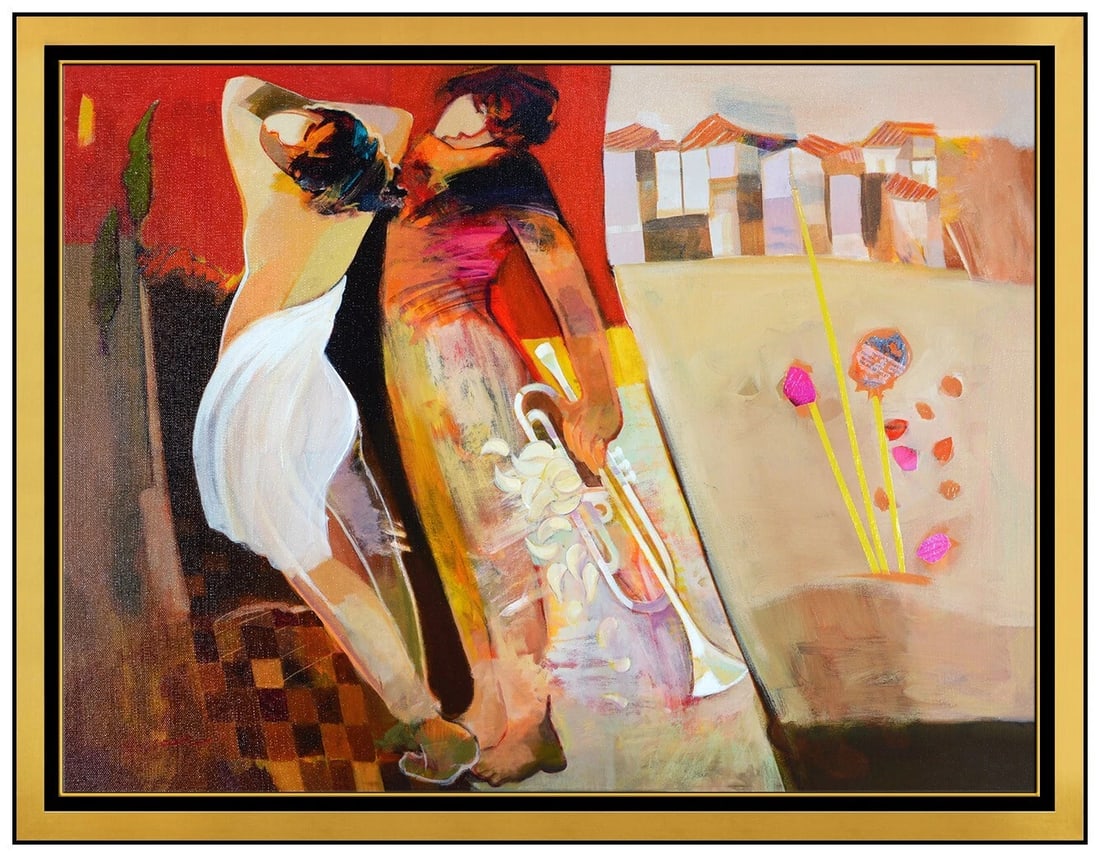 Hessam Abrishami Original Oil Painting On Canvas Signed Abstract Portrait Framed Art (1 of 4)