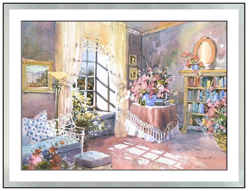 Marilyn Simandle Original Watercolor Painting Signed Still Life Framed Artwork (1 of 5)