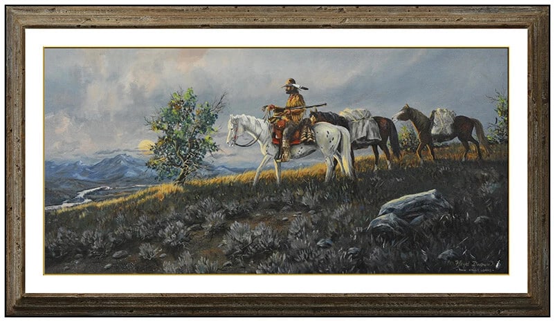 Floyd Drown Original Western Oil Painting On Canvas Signed Cowboy Horse Artwork (1 of 4)