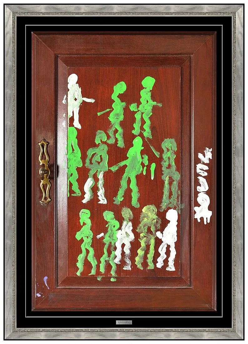 Purvis Young Original Oil Painting On Board Signed Modern Abstract Framed Art: This lot includes:Gallery COA. In-house shipping available (insurance and international shipping for an additional charge).Artist: Purvis Young Title: Street Dance Medium: Oil Painting On Board Size: