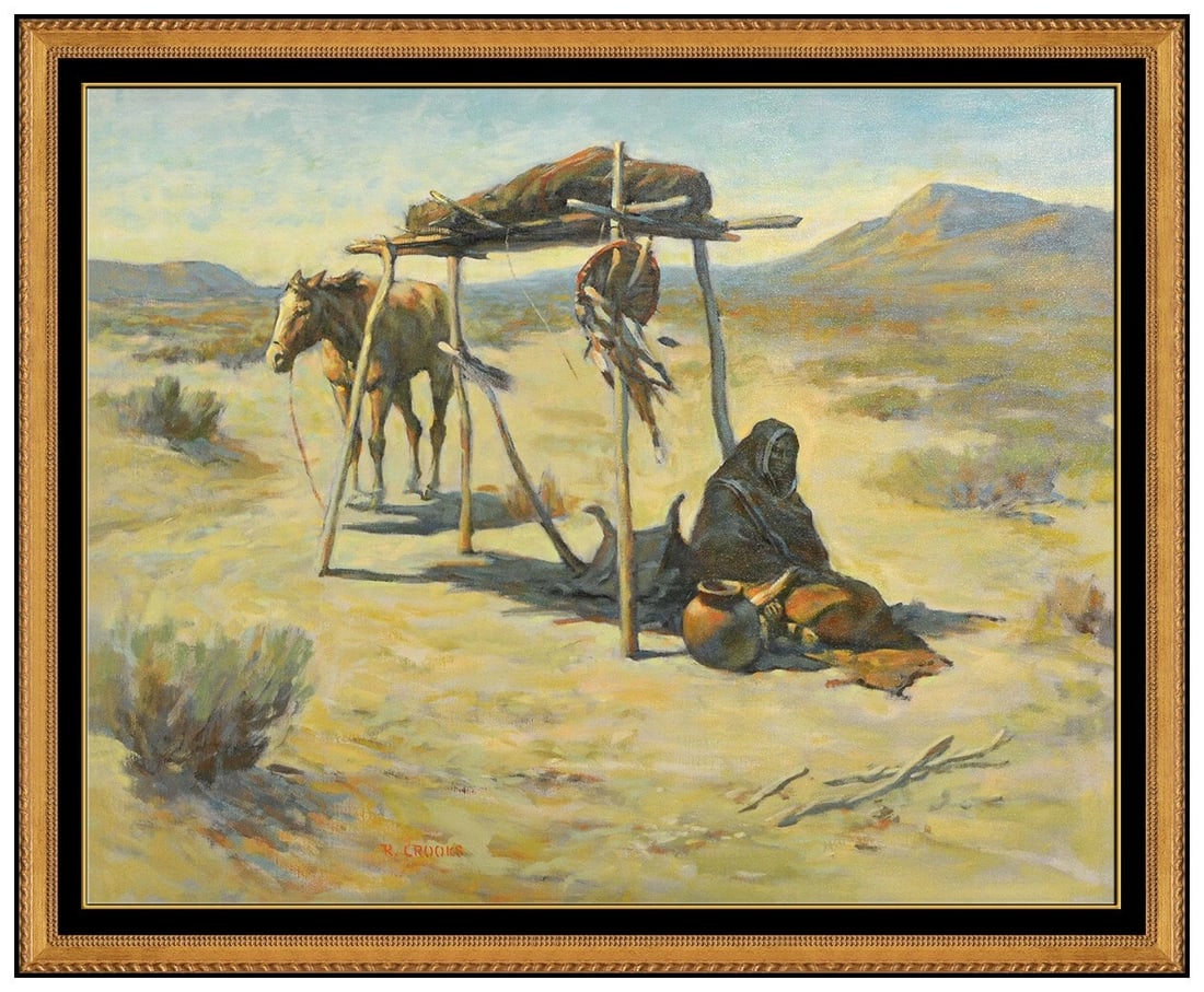 Ronald Crooks Original Oil Painting On Canvas Signed Western Portrait Framed Art (1 of 5)