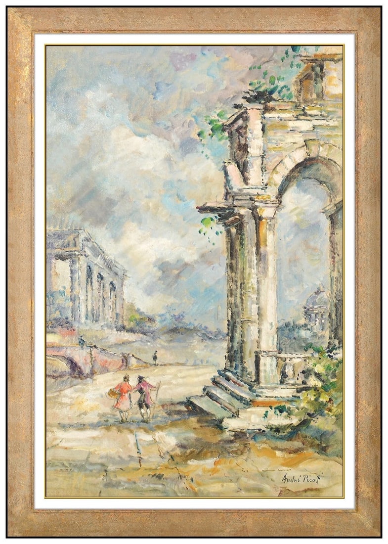 Andre Picot Original Oil Painting On Canvas Signed Landscape Framed Artwork (1 of 4)
