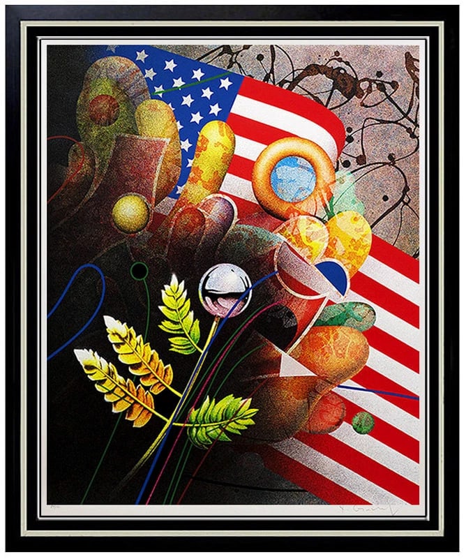 Yankel Ginzburg Original Signed Silkscreen Abstract Pop Art Framed Artwork (1 of 4)