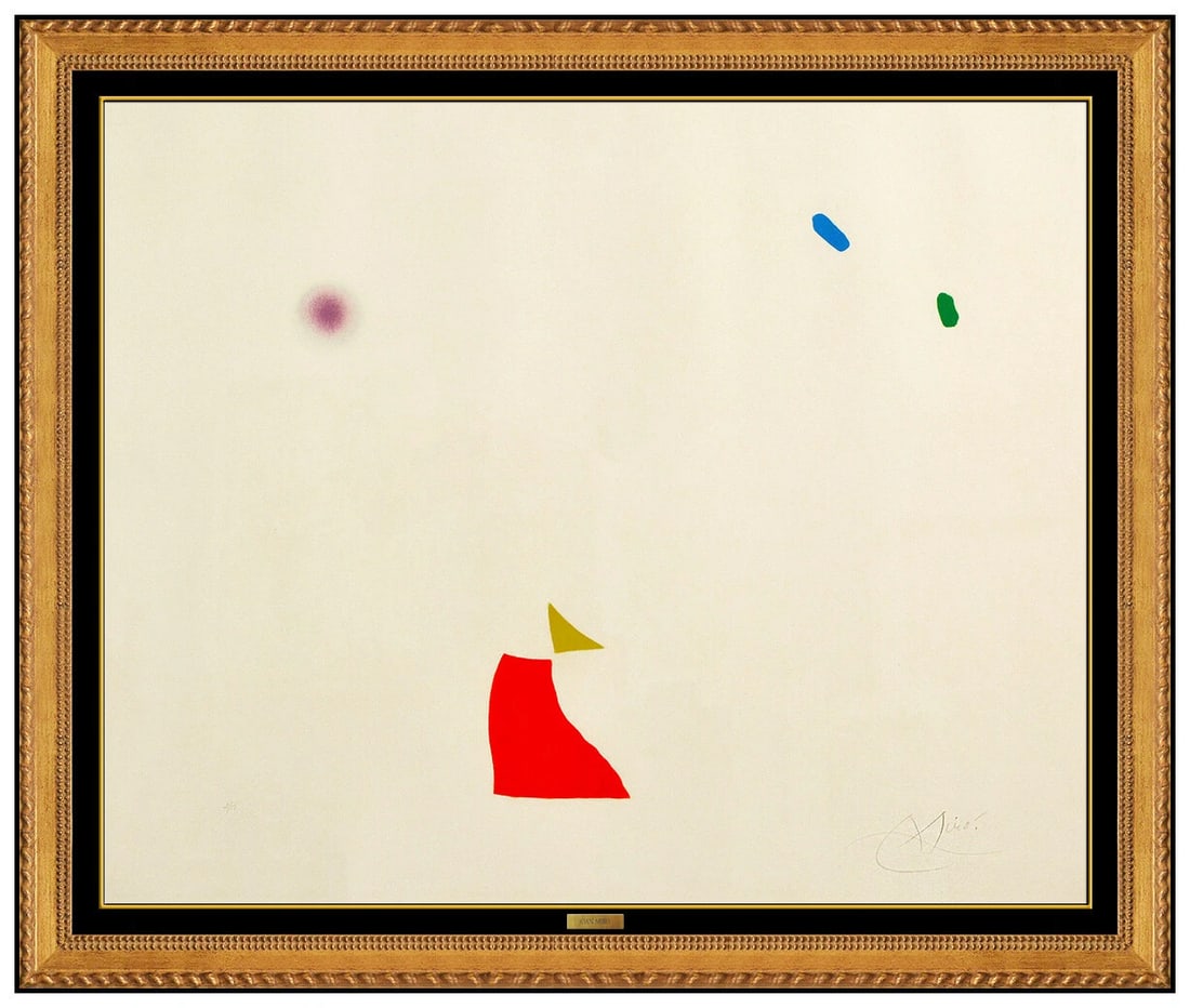 Joan Miro Large Etching Aquatint Plate 5 Mallorca Signed Abstract Modern Artwork: This lot includes:Gallery COA. In-house shipping available (insurance and international shipping for an additional charge).Artist: Joan MiroTitle: Plate 5 (Serie Mallorca)Medium: EtchingSize: 27.75" x