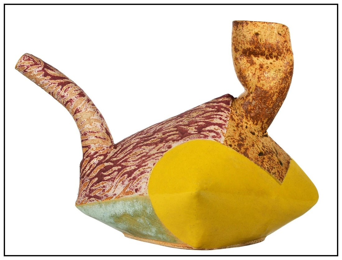 John Gill Hand Painted Ceramic Vase Sculpture Abstract Signed Artwork (1 of 5)