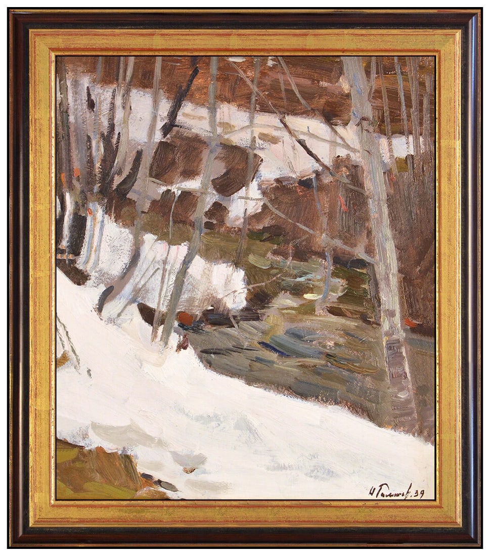 Nikolai Timkov Original Winter Landscape Painting On Board Signed Artwork (1 of 4)