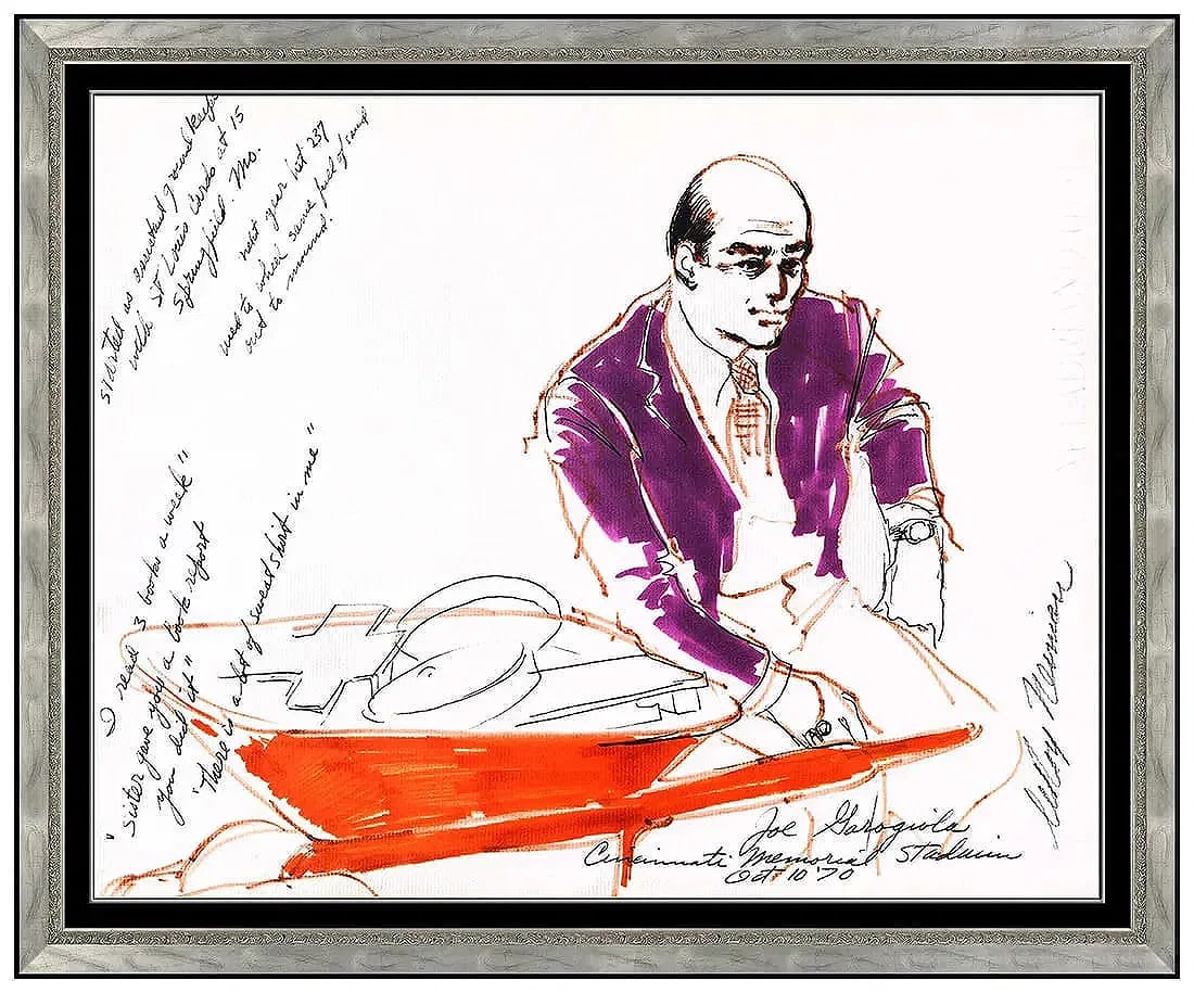 Leroy Neiman Original Color Ink Drawing Signed Figures Portrait Framed Artwork (1 of 6)