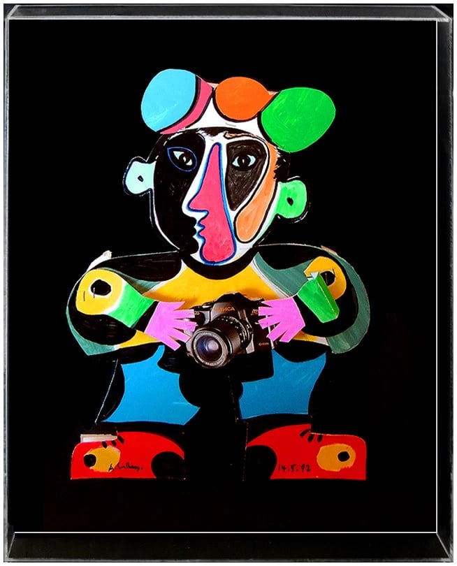 Andre Villers Relief Collage Acrylic Painting Hand Signed Picasso Related Art: This lot includes:Gallery COA. In-house shipping available (insurance and international shipping for an additional charge).Artist: Andre VillersTitle: Cubist CamermanMedium: Acrylic Painting Relief Sc