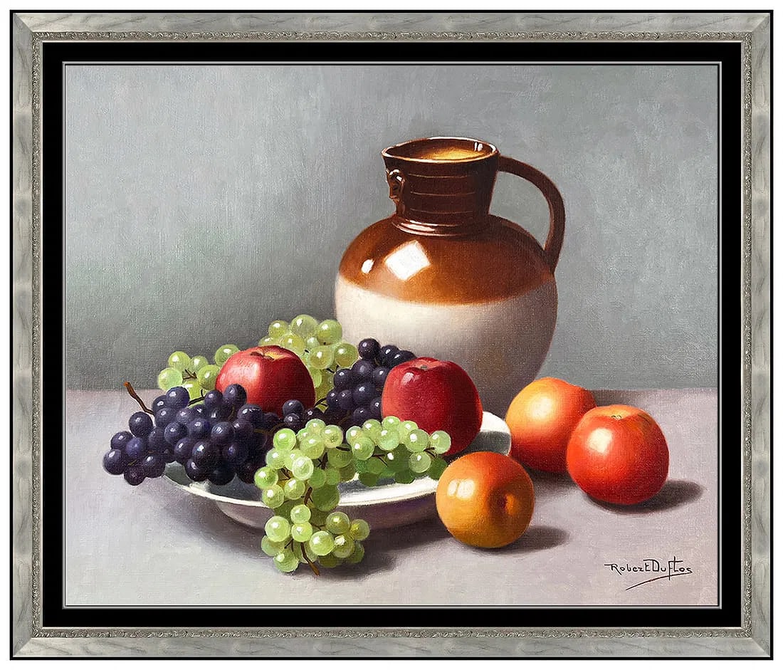 Robert Duflos Original Oil Painting On Canvas Signed Still Life Framed Artwork (1 of 5)