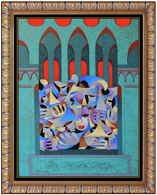 Anatole Krasnyansky Large Hand Embellished Giclee On Canvas Cubism Portrait Art (1 of 5)