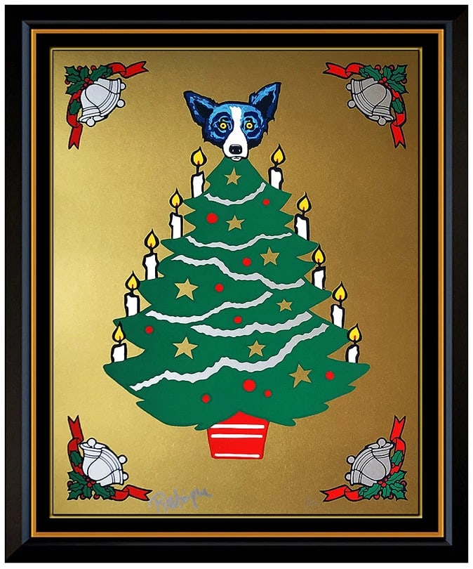 George Rodrigue Blue Dog Color Silkscreen Tree Topper Hand Signed Artwork (1 of 4)