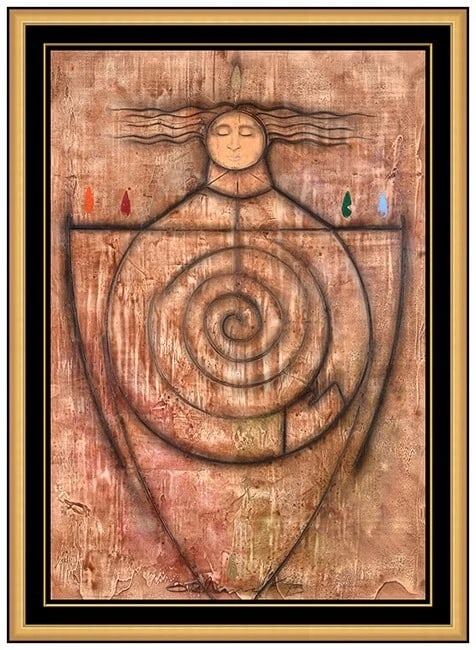 Orlando Botero Large Original Mixed Media Figurative Painting Signed Framed Art (1 of 5)