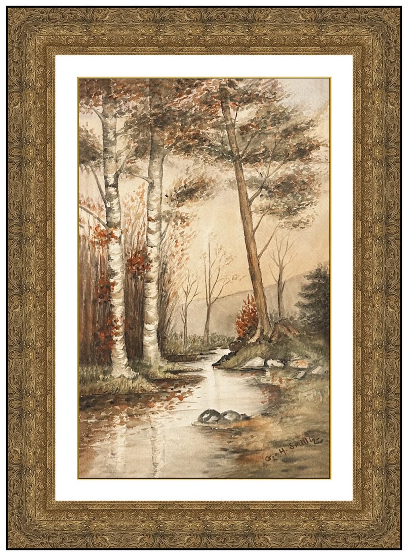 George Henry Smillie Original Watercolor Painting Signed Landscape Framed Art (1 of 4)