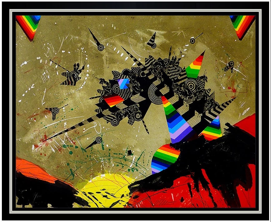 Georges Dussau Embossed Color Etching Abstract Friday Signed Large Framed Art (1 of 5)