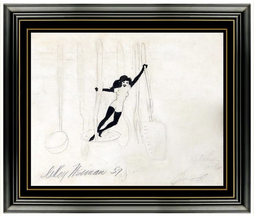 Leroy Neiman Original Ink Drawing Nude Female Playboy Hand Signed Artwork: This lot includes:Gallery COA. In-house shipping available (insurance and international shipping for an additional charge).Artist: LeRoy NeimanTitle: Femlin - Kitchen Looks GoodMedium: Ink DrawingSize