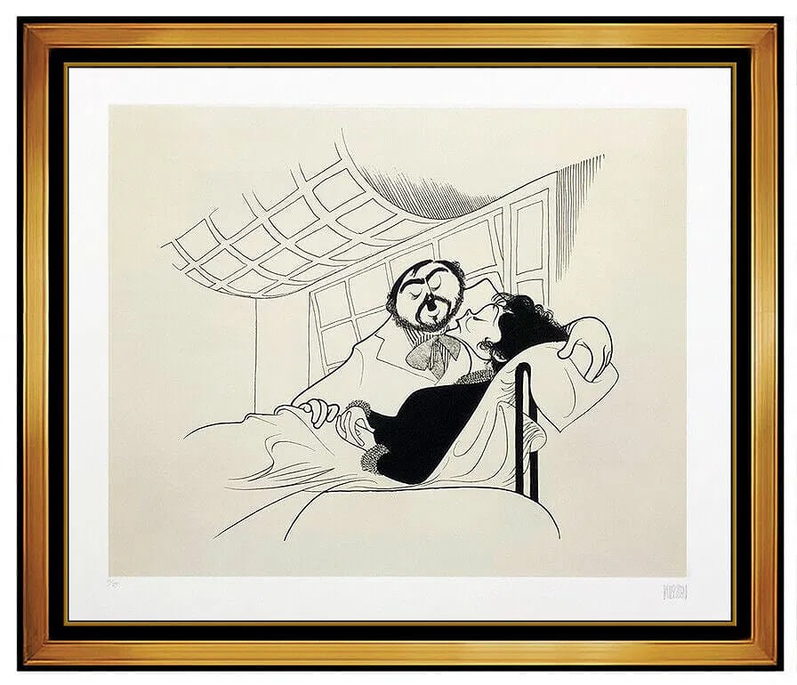 Al Hirschfeld Original Etching Hand Signed Caricature Pavarotti Scotto La Boheme Art (1 of 5)
