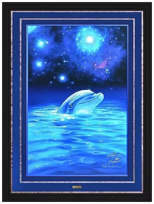 Christian Riese Lassen Hand Embellished Lassengraph Dolphin Seascape Signed Art (1 of 7)